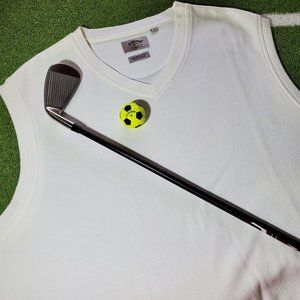 CALLAWAY White Cotton Sleeveless Pullover V-Neck Sweater Vest, L